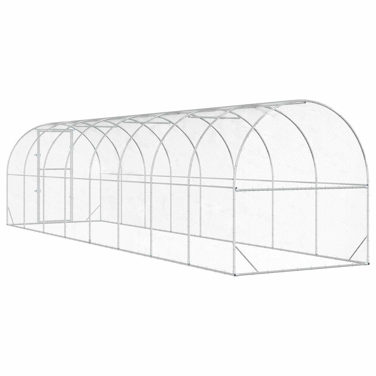 Chicken Coop Silver 314.96 x 78.74 x 78.74 in Galvanised Steel