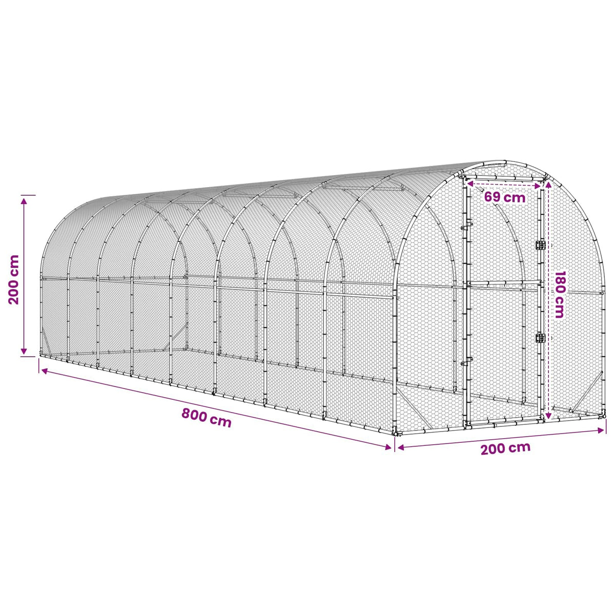 Chicken Coop Silver 314.96 x 78.74 x 78.74 in Galvanised Steel
