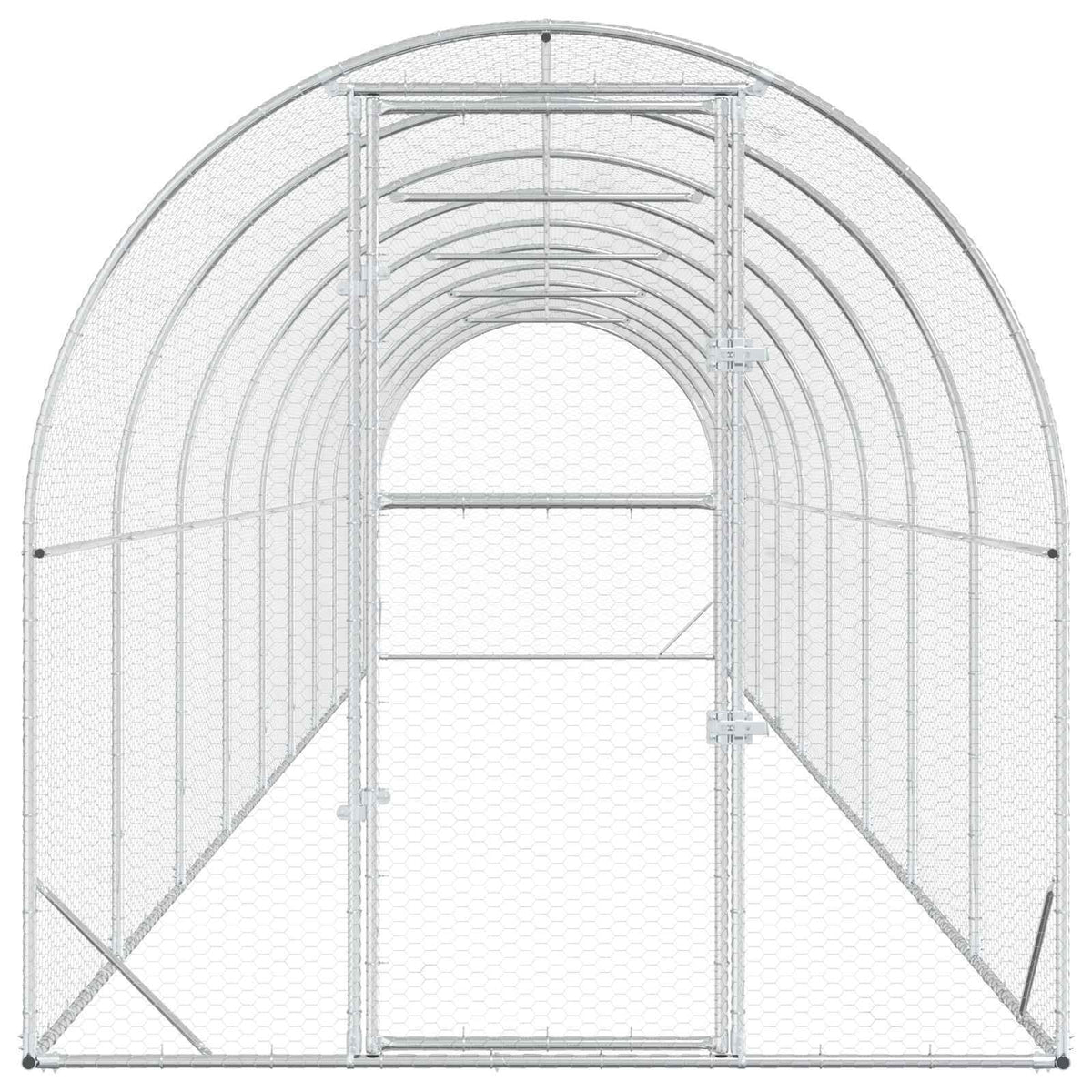 Chicken Coop Silver 393.70 x 78.74 x 78.74 in Galvanised Steel