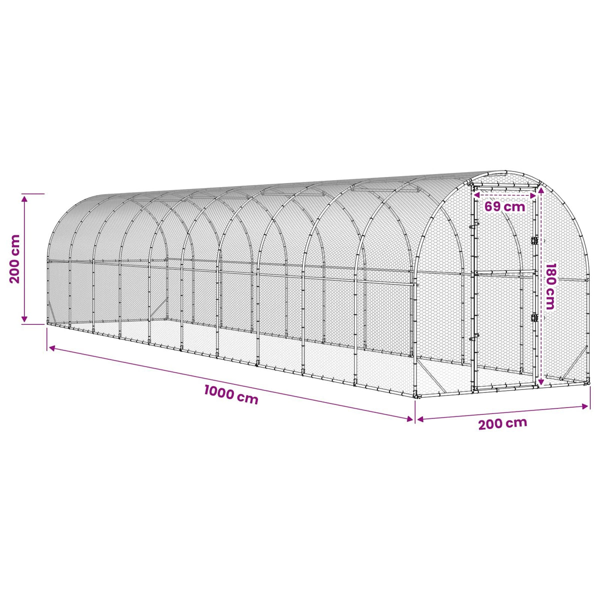 Chicken Coop Silver 393.70 x 78.74 x 78.74 in Galvanised Steel