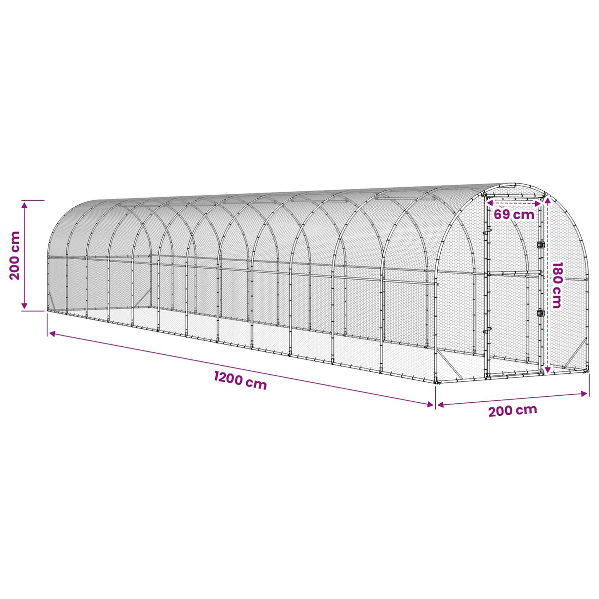 Chicken Coop Silver 472.44 x 78.74 x 78.74 in Galvanised Steel