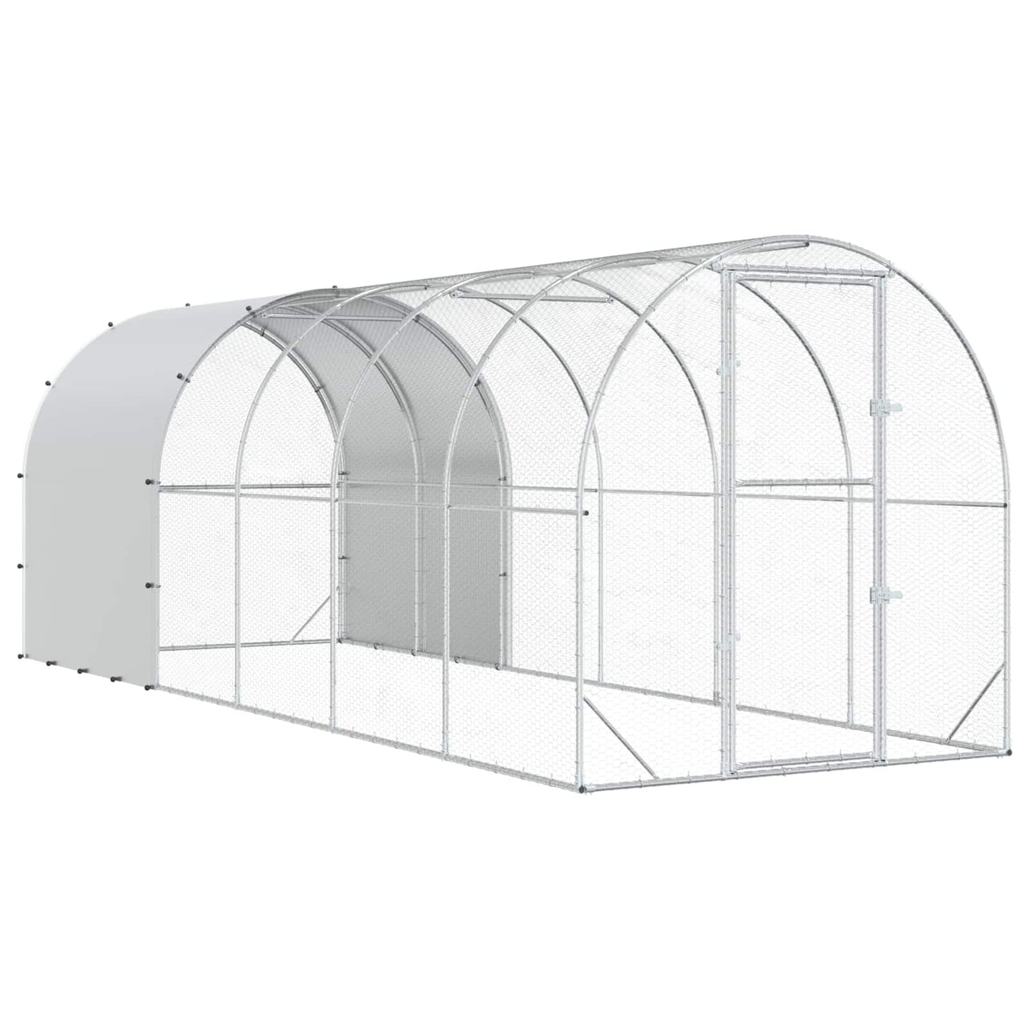 Chicken Coop Silver 236.22 x 78.74 x 78.74 in Galvanised Steel