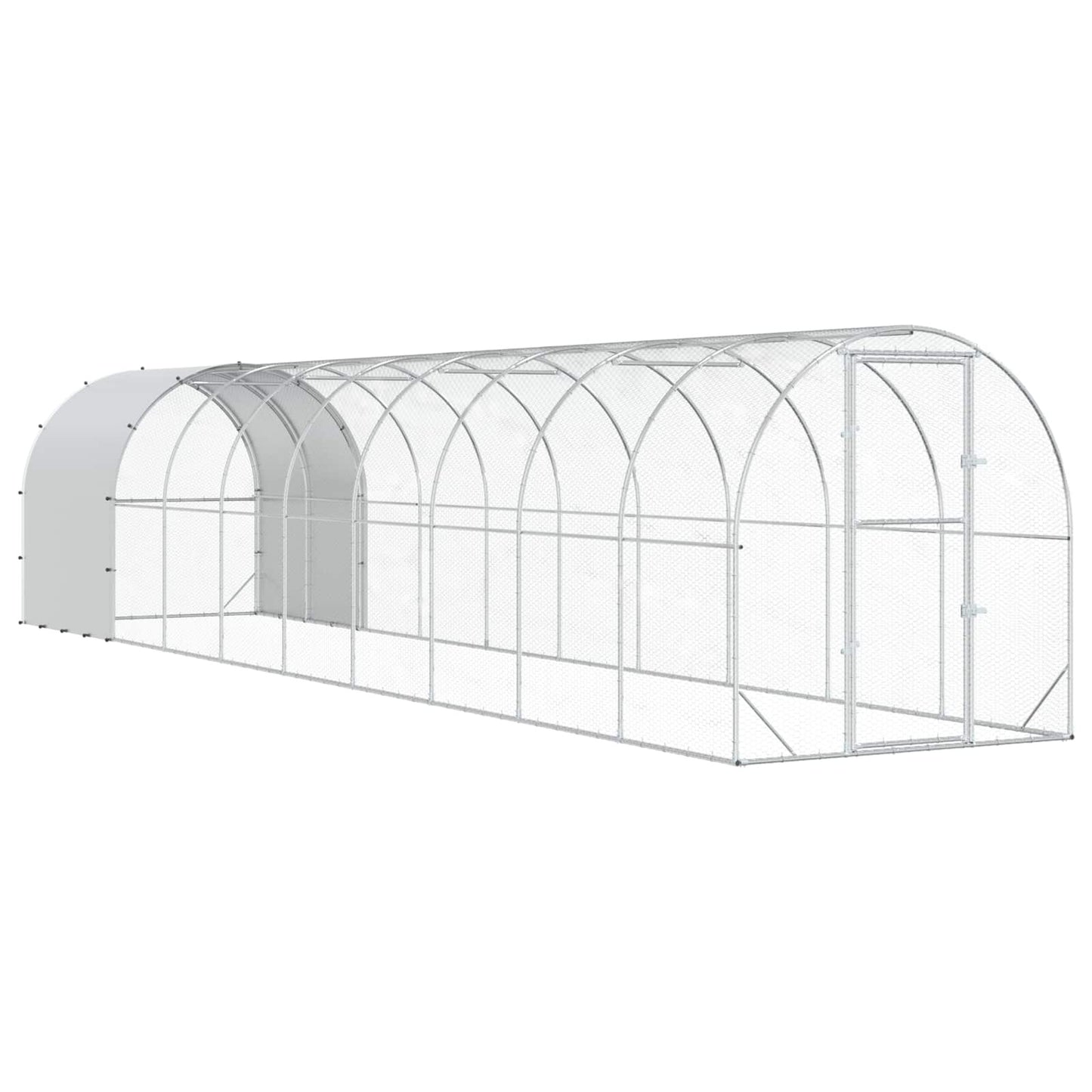 Chicken Coop Silver 393.70 x 78.74 x 78.74 in Galvanised Steel