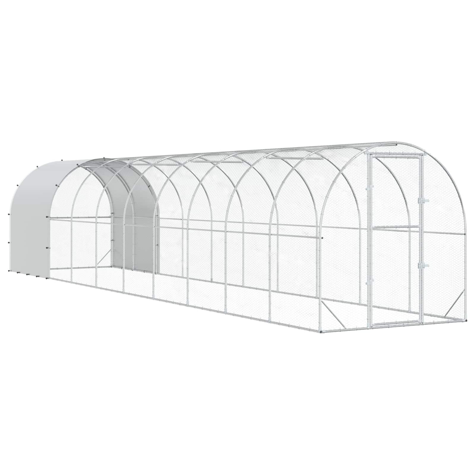 Chicken Coop Silver 393.70 x 78.74 x 78.74 in Galvanised Steel