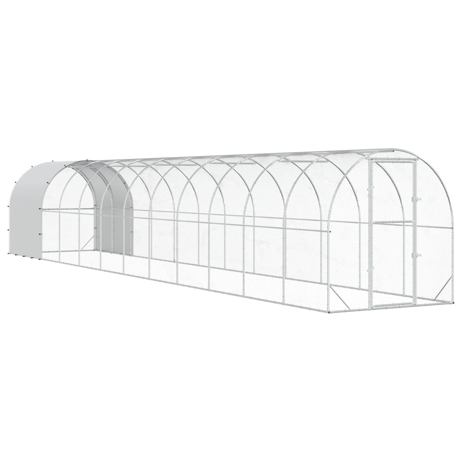 Chicken Coop Silver 472.44 x 78.74 x 78.74 in Galvanised Steel