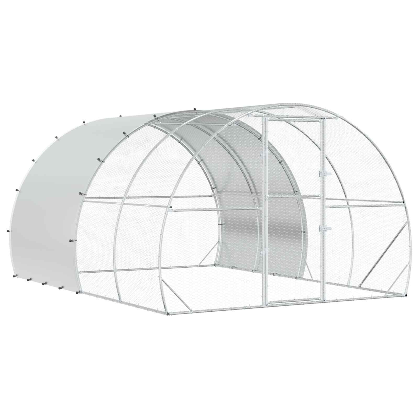 Chicken Coop Silver 157.48 x 118.11 x 78.74 in Galvanised Steel