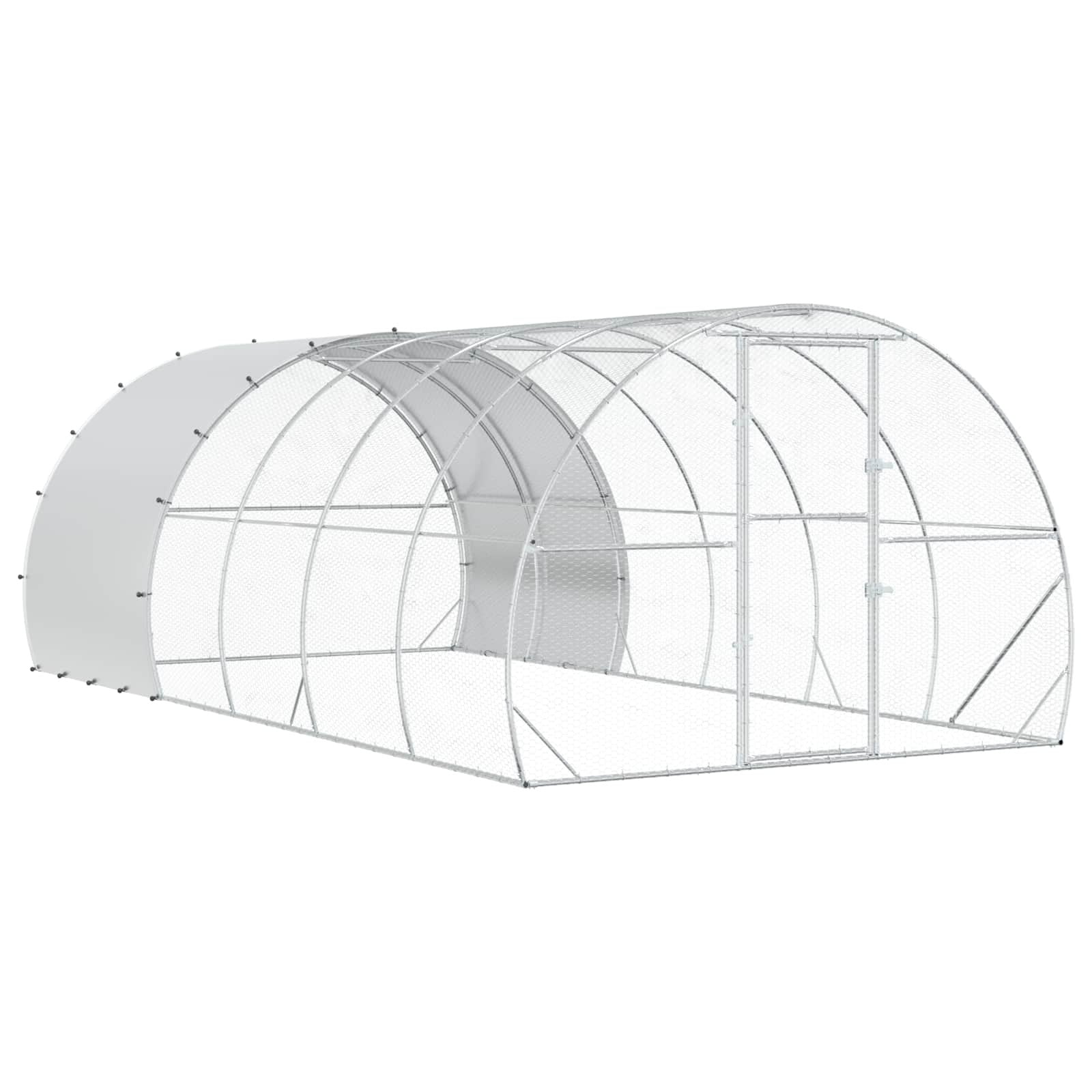 Chicken Coop Silver 236.22 x 118.11 x 78.74 in Galvanised Steel