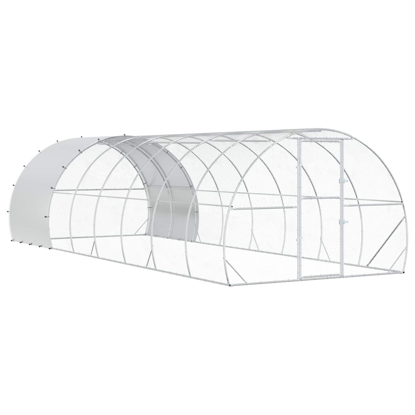 Chicken Coop Silver 314.96 x 118.11 x 78.74 in Galvanised Steel