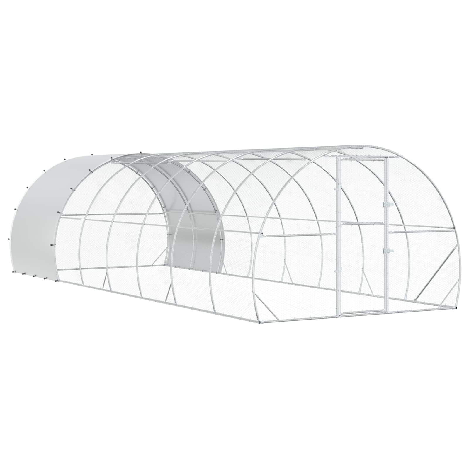 Chicken Coop Silver 314.96 x 118.11 x 78.74 in Galvanised Steel