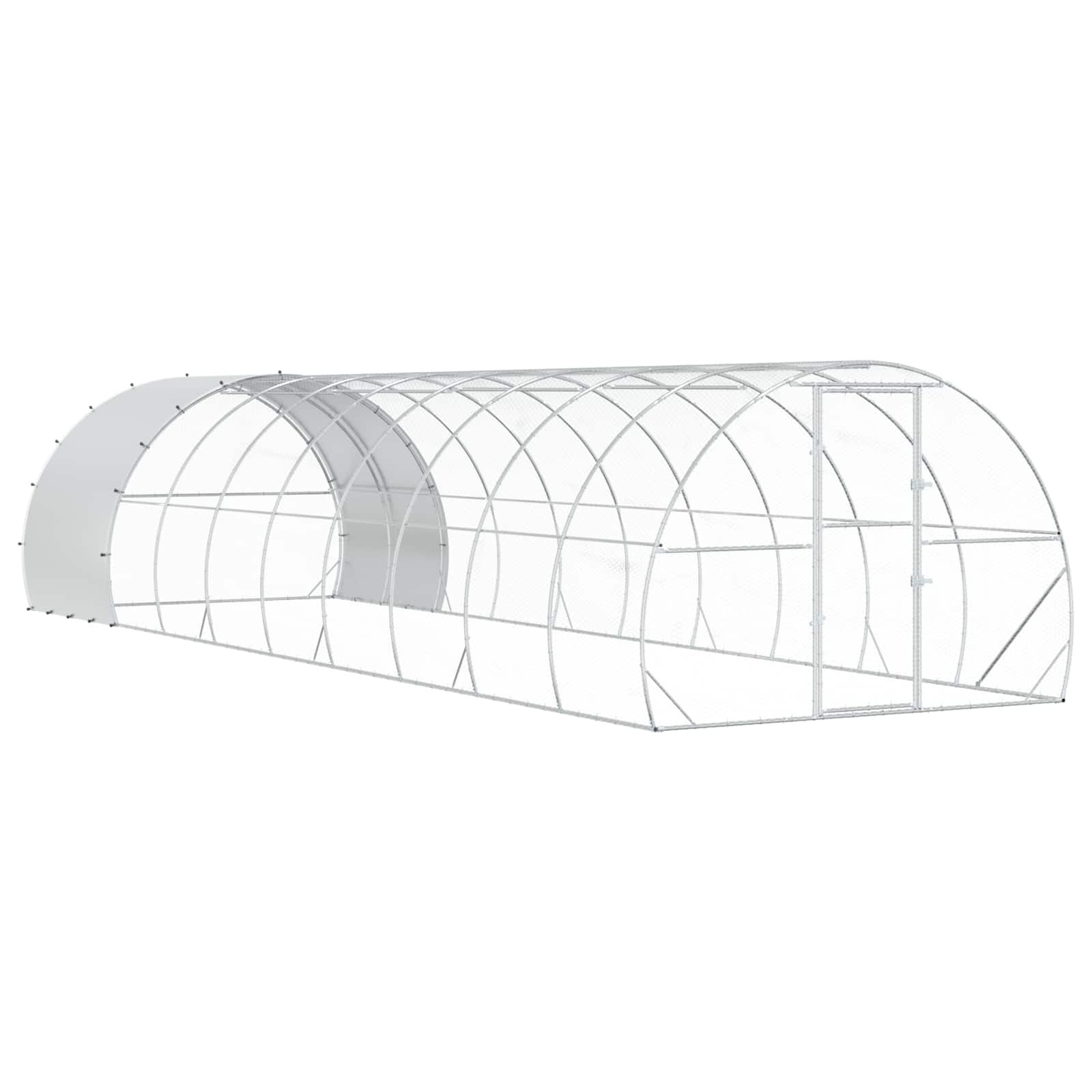 Chicken Coop Silver 393.70 x 118.11 x 78.74 in Galvanised Steel