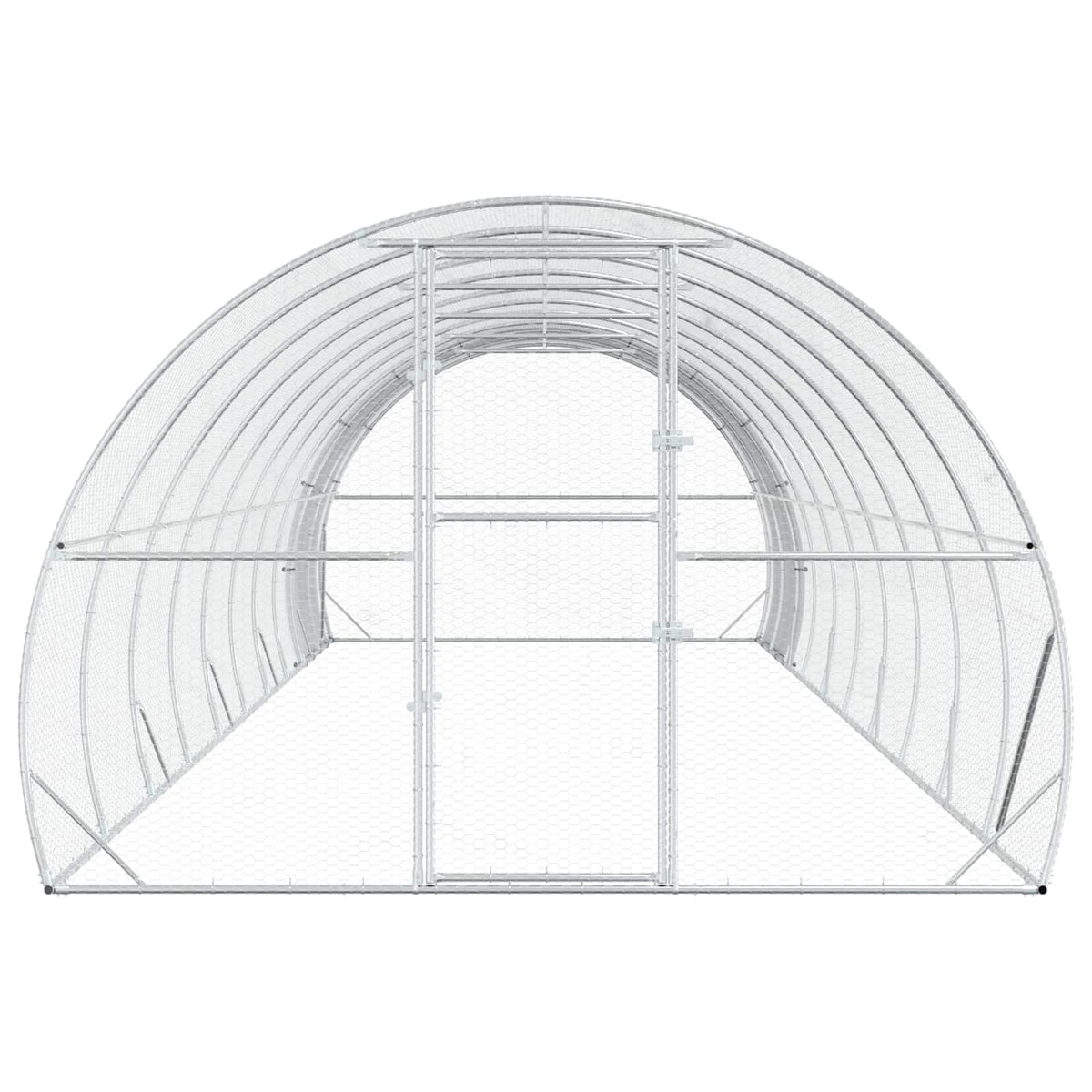 Chicken Coop Silver 393.70 x 118.11 x 78.74 in Galvanised Steel