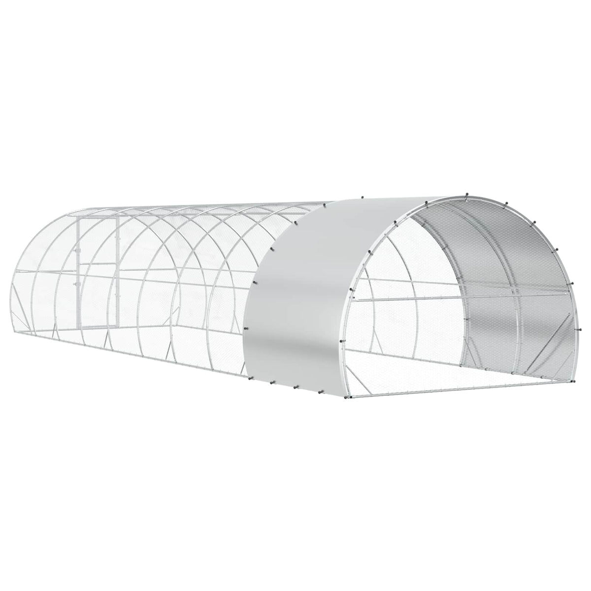 Chicken Coop Silver 393.70 x 118.11 x 78.74 in Galvanised Steel