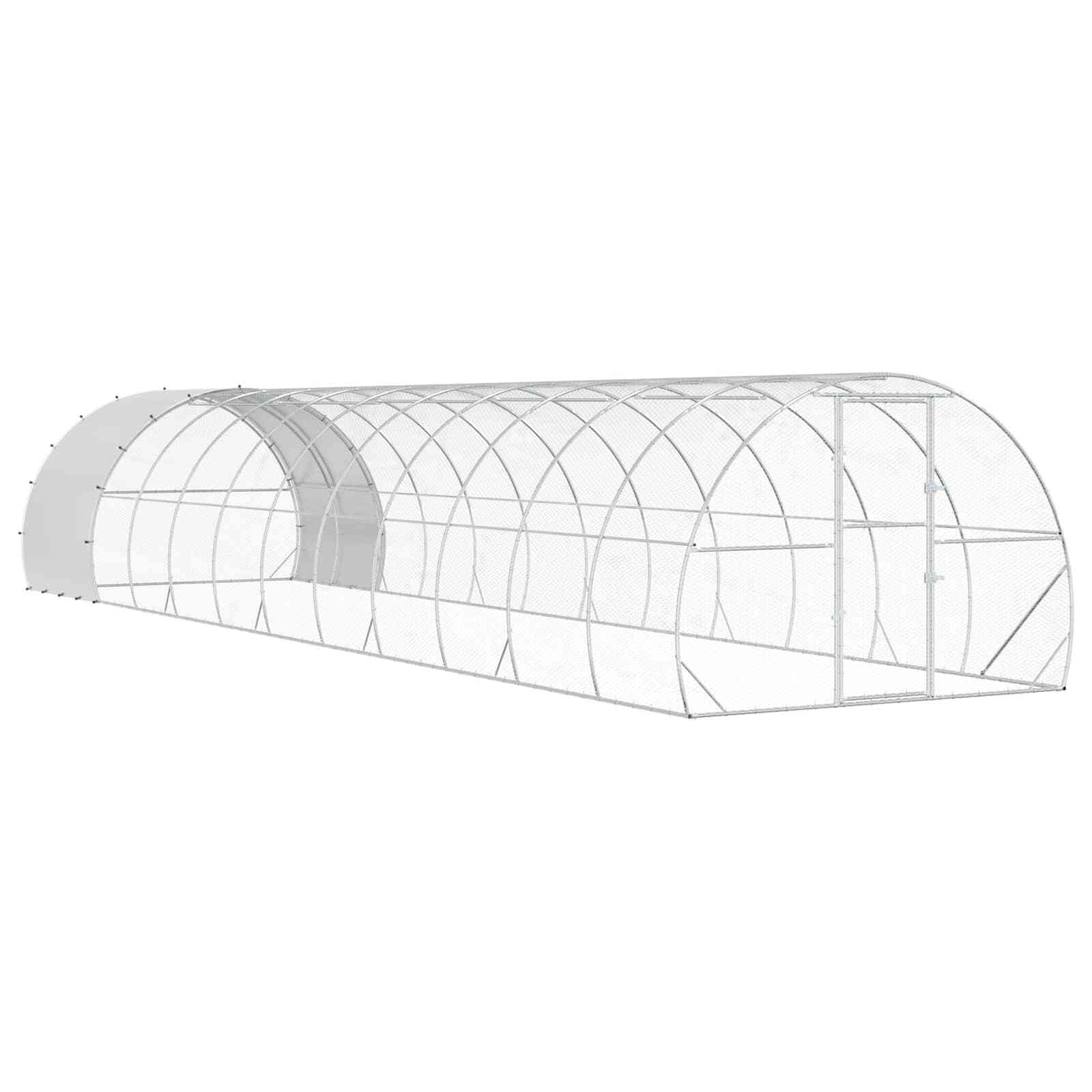 Chicken Coop Silver 472.44 x 118.11 x 78.74 in Galvanised Steel