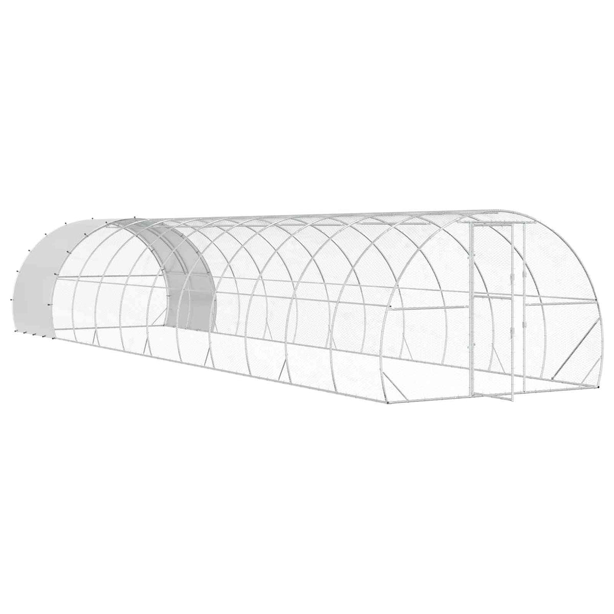 Chicken Coop Silver 472.44 x 118.11 x 78.74 in Galvanised Steel