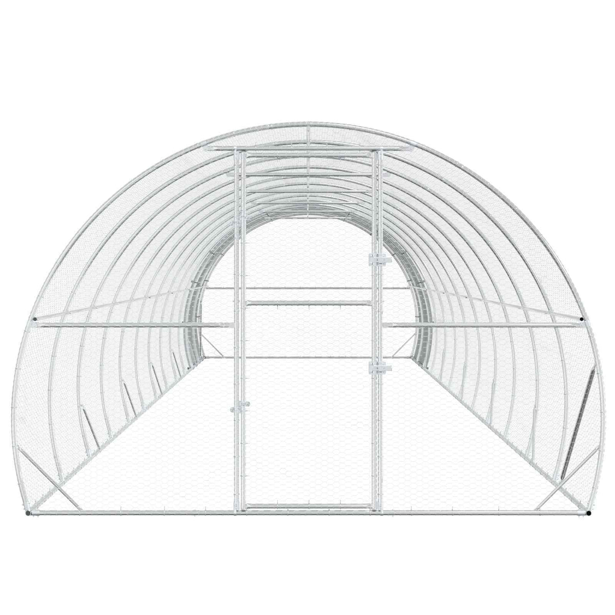 Chicken Coop Silver 472.44 x 118.11 x 78.74 in Galvanised Steel
