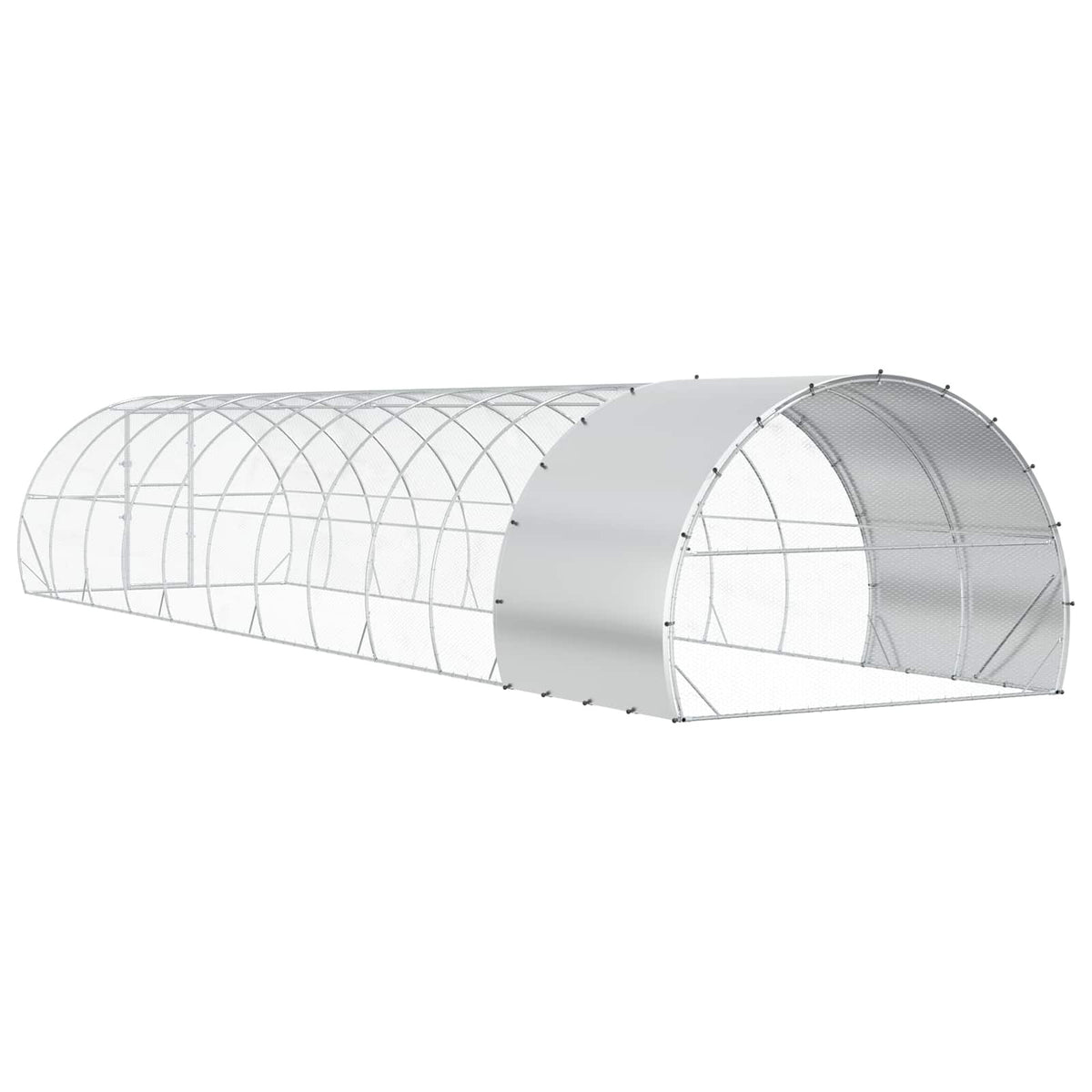 Chicken Coop Silver 472.44 x 118.11 x 78.74 in Galvanised Steel