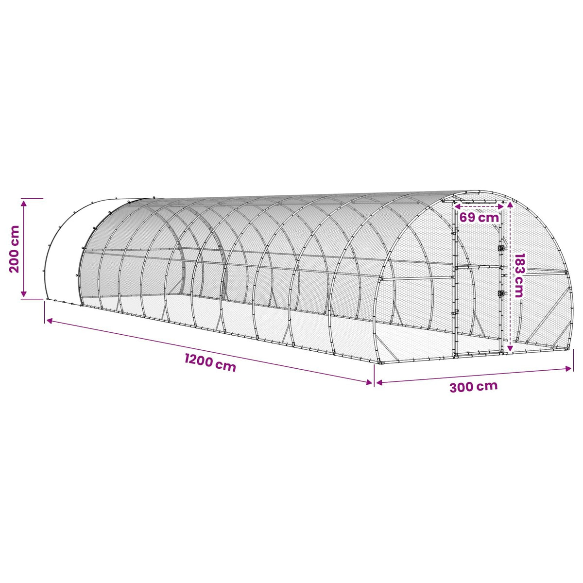 Chicken Coop Silver 472.44 x 118.11 x 78.74 in Galvanised Steel