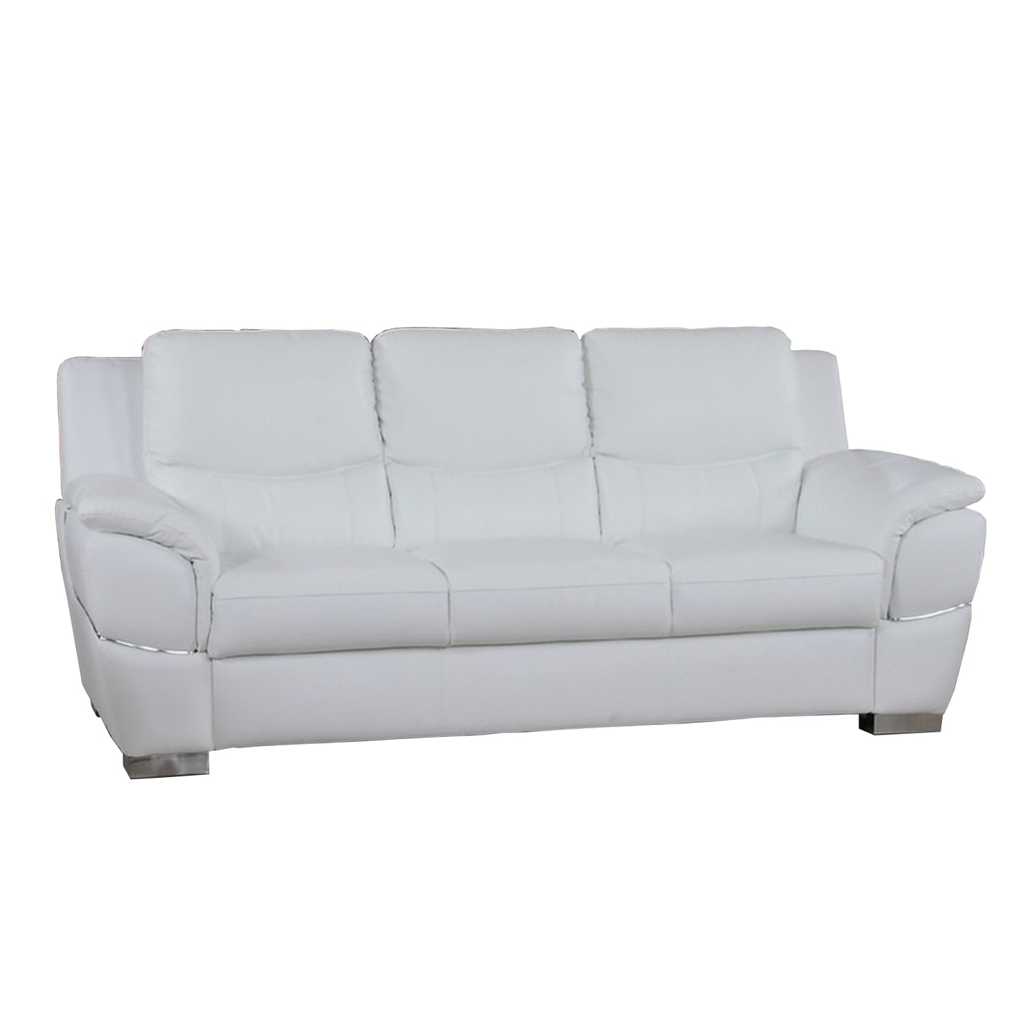 Two Piece Indoor White Genuine Leather Five Person Seating Set