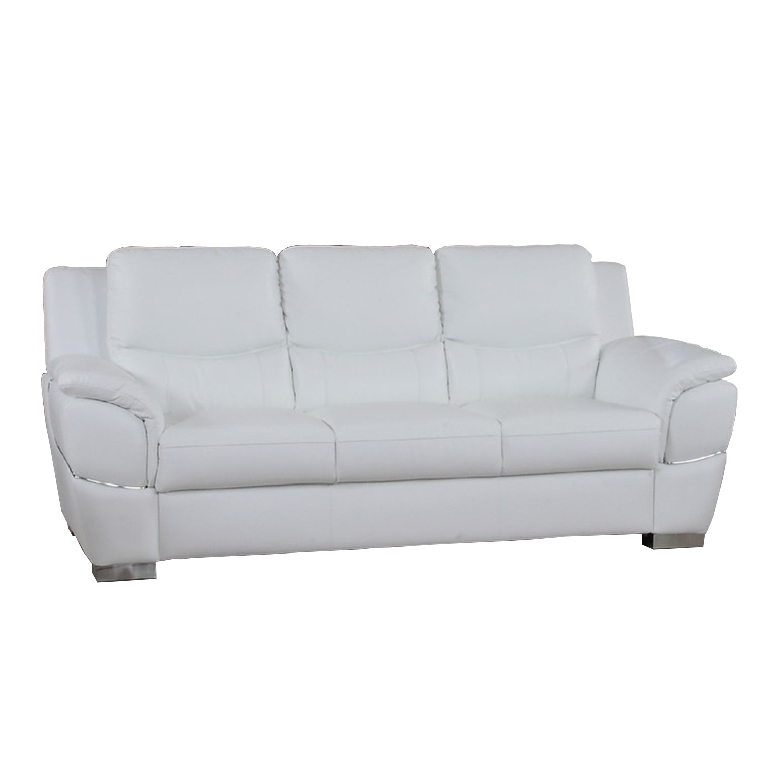 Two Piece Indoor White Genuine Leather Five Person Seating Set