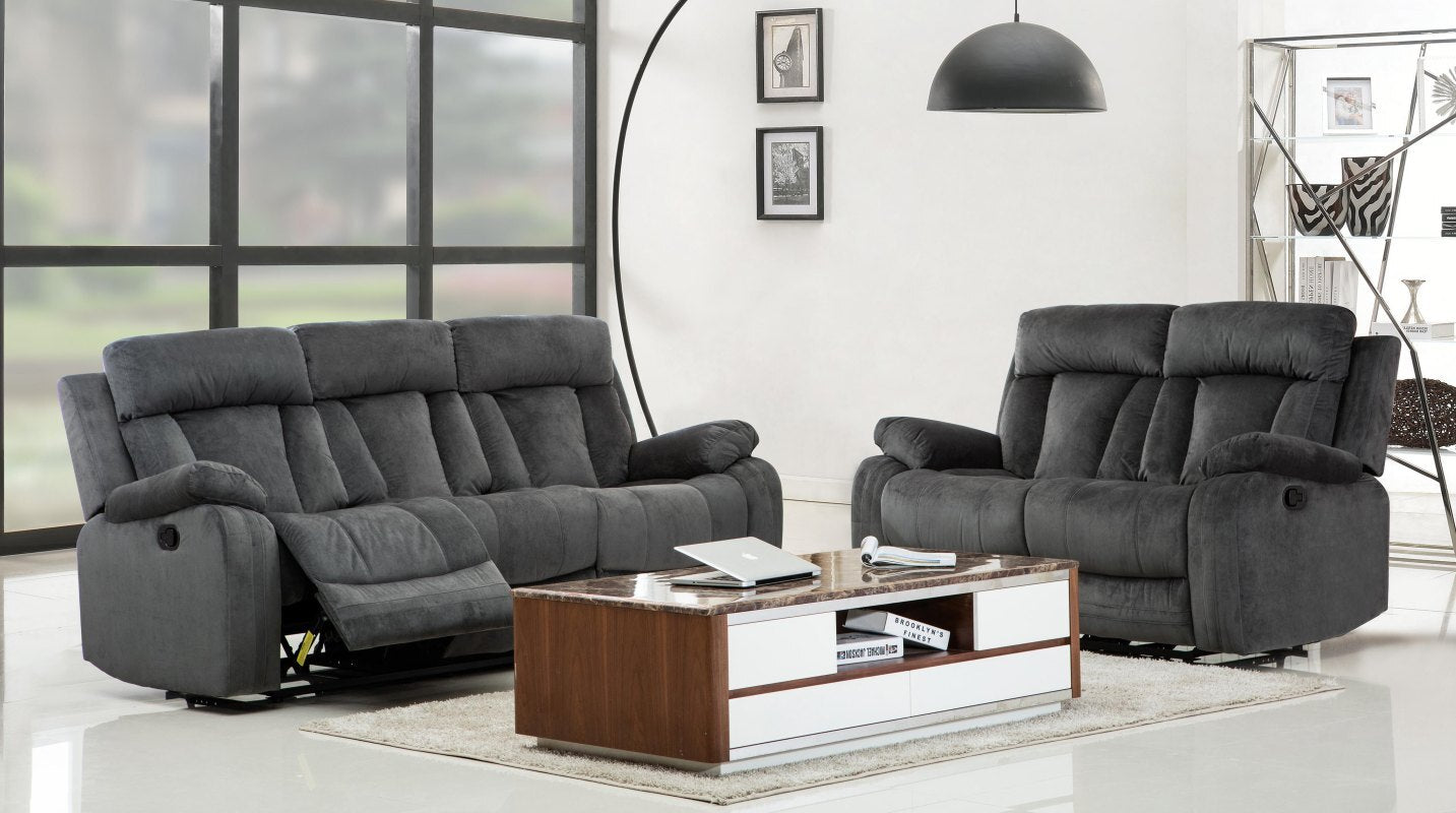 Two Piece Indoor Gray Microsuede Five Person Seating Set