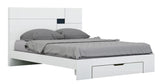 White Wood CA King Platform Bed Frame With Storage Drawer