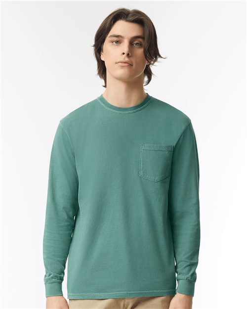 Unisex Garment-Dyed Heavyweight Long Sleeve Pocket T-Shirt - 3444