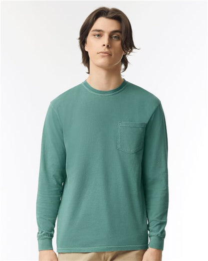 Unisex Garment-Dyed Heavyweight Long Sleeve Pocket T-Shirt - 3444