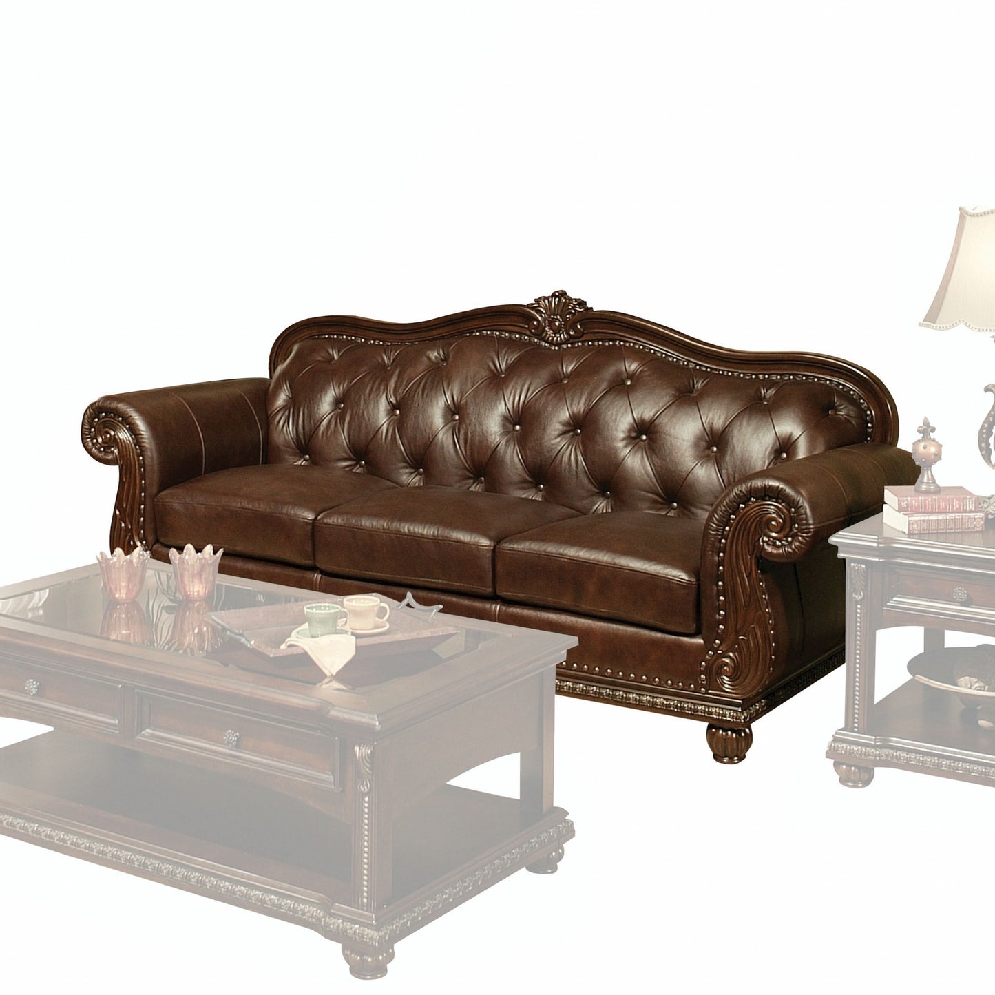 37" Espresso Top Grain Leather Sofa
