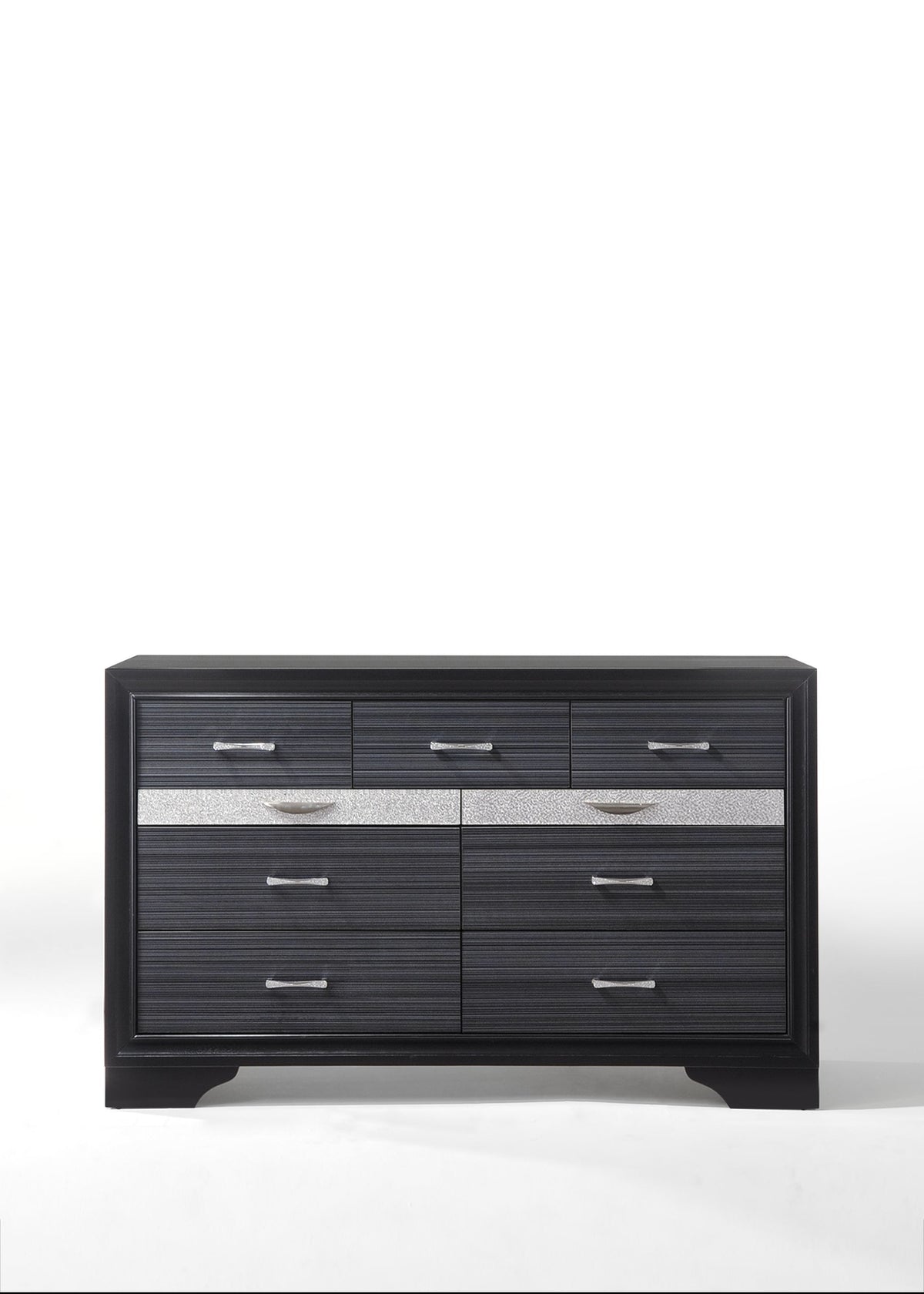 63" Black Manufactured Wood Nine Drawer Gentlemans Chest