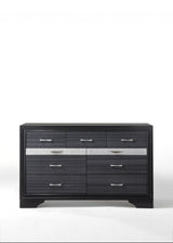 63" Black Manufactured Wood Nine Drawer Gentlemans Chest