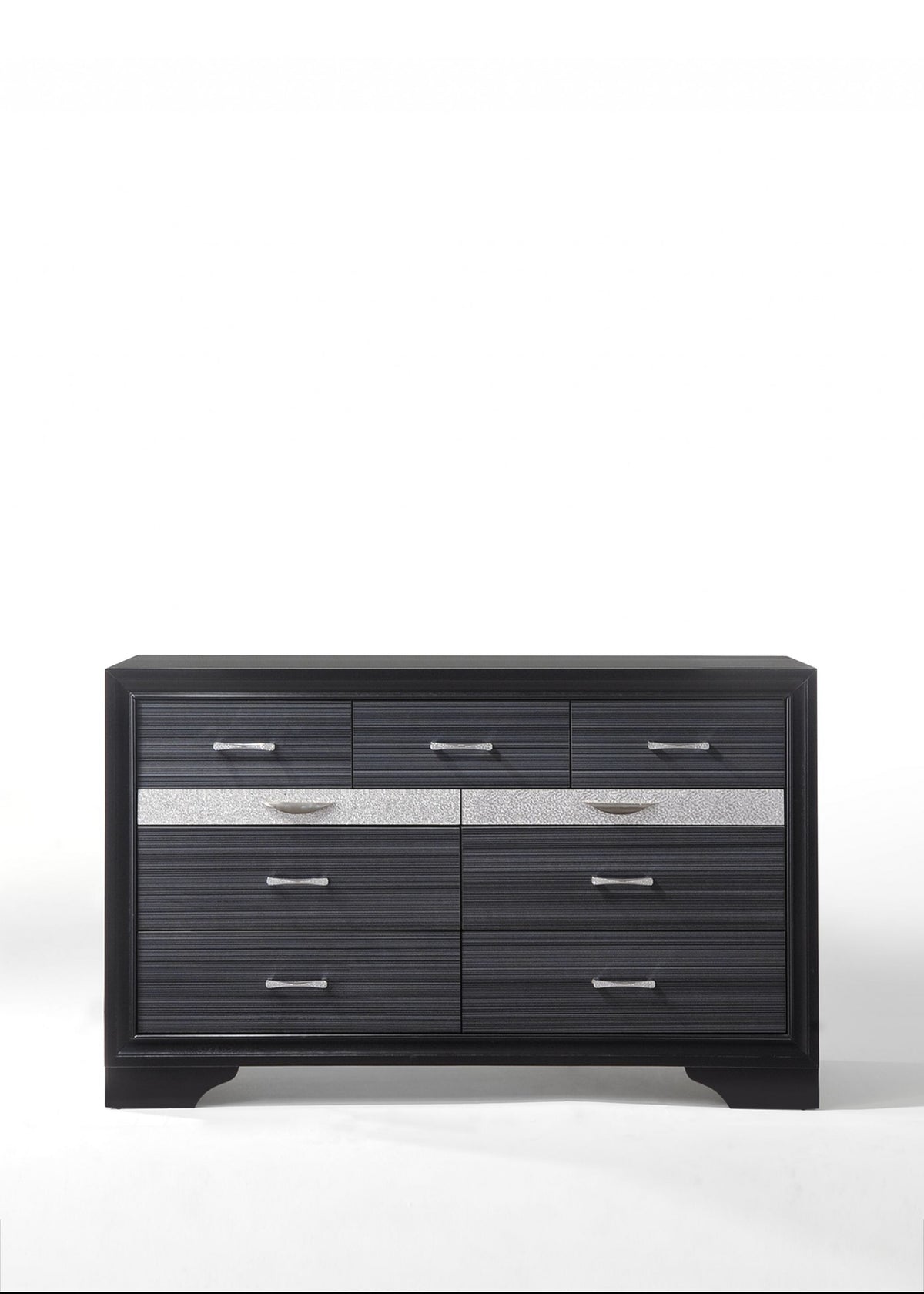 63" Black Manufactured Wood Nine Drawer Gentlemans Chest