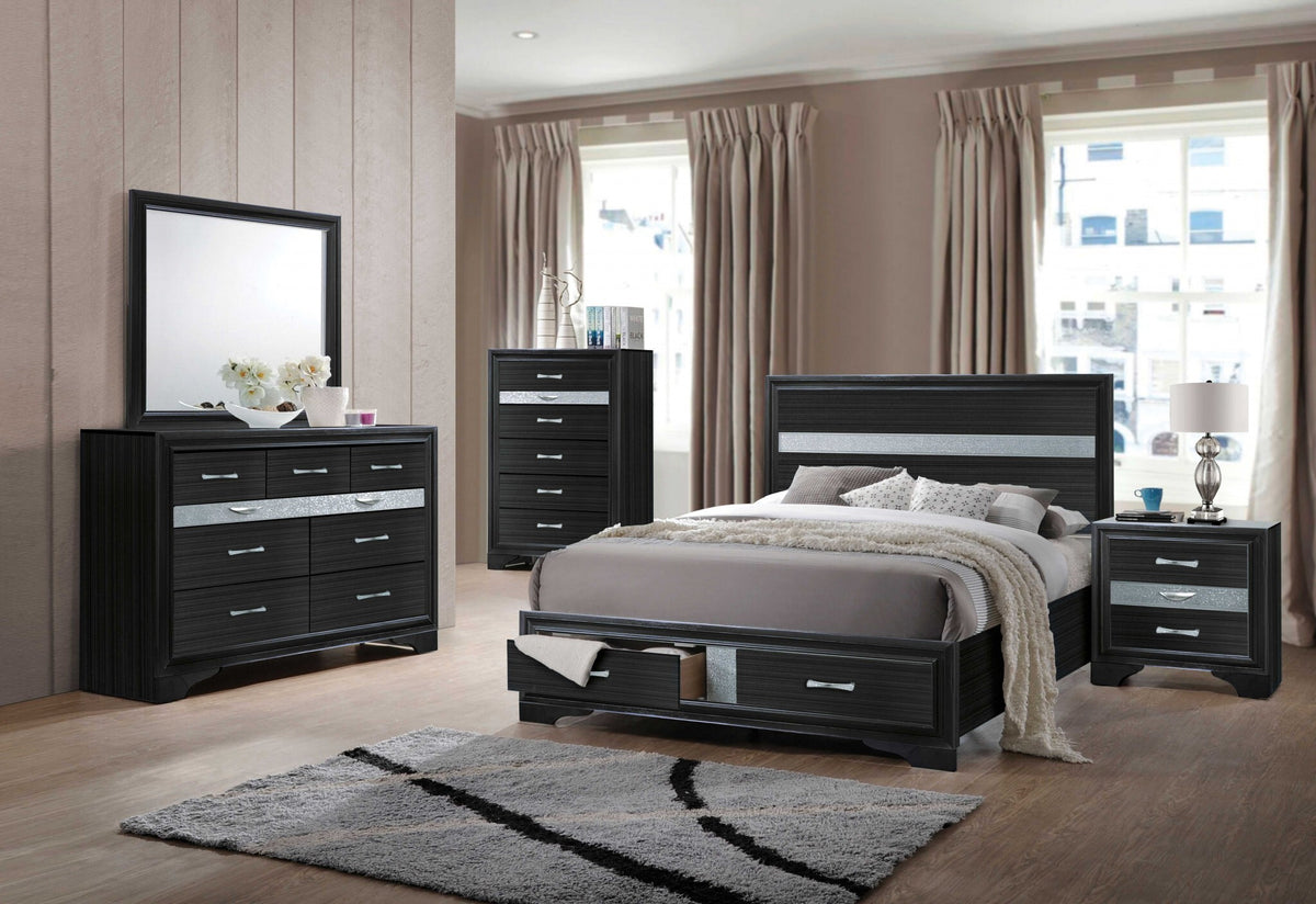 63" Black Manufactured Wood Nine Drawer Gentlemans Chest