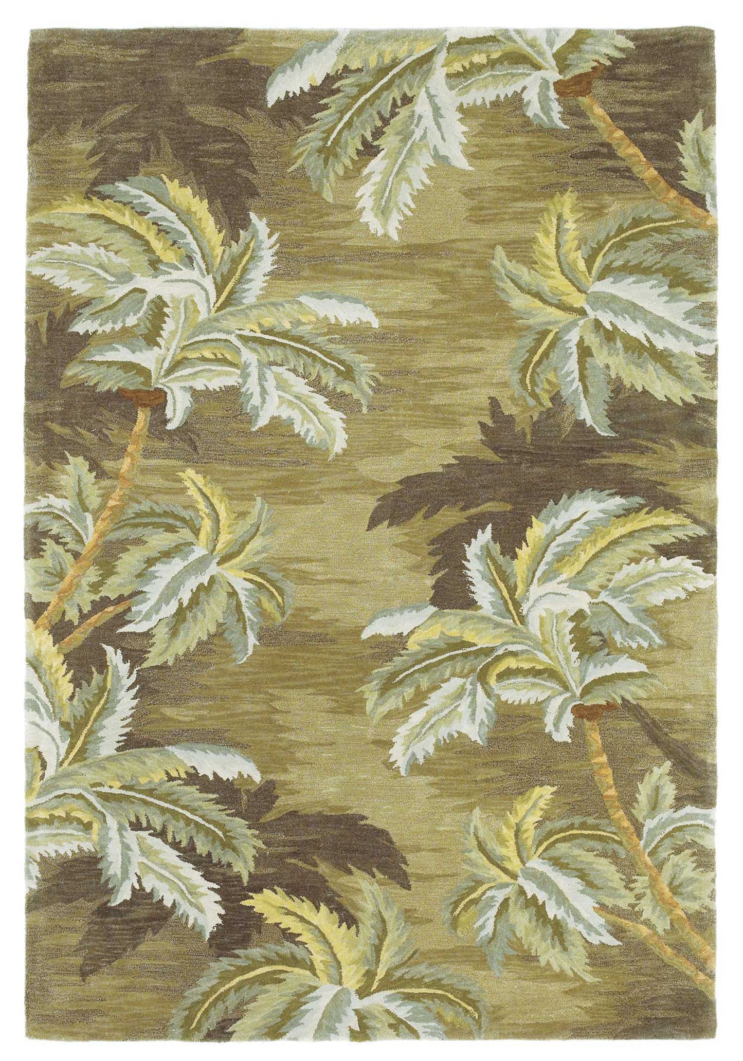 8' X 10' Moss Green Hand Tufted Palm Trees Indoor Area Rug