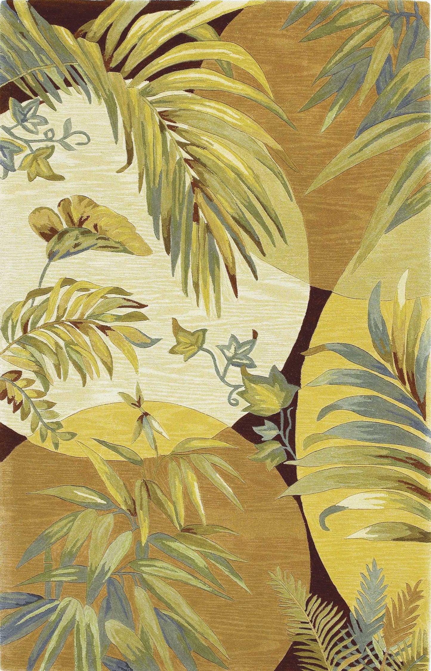 8' X 10' Coral Red Ivory Hand Tufted Tropical Leaves Indoor Area Rug
