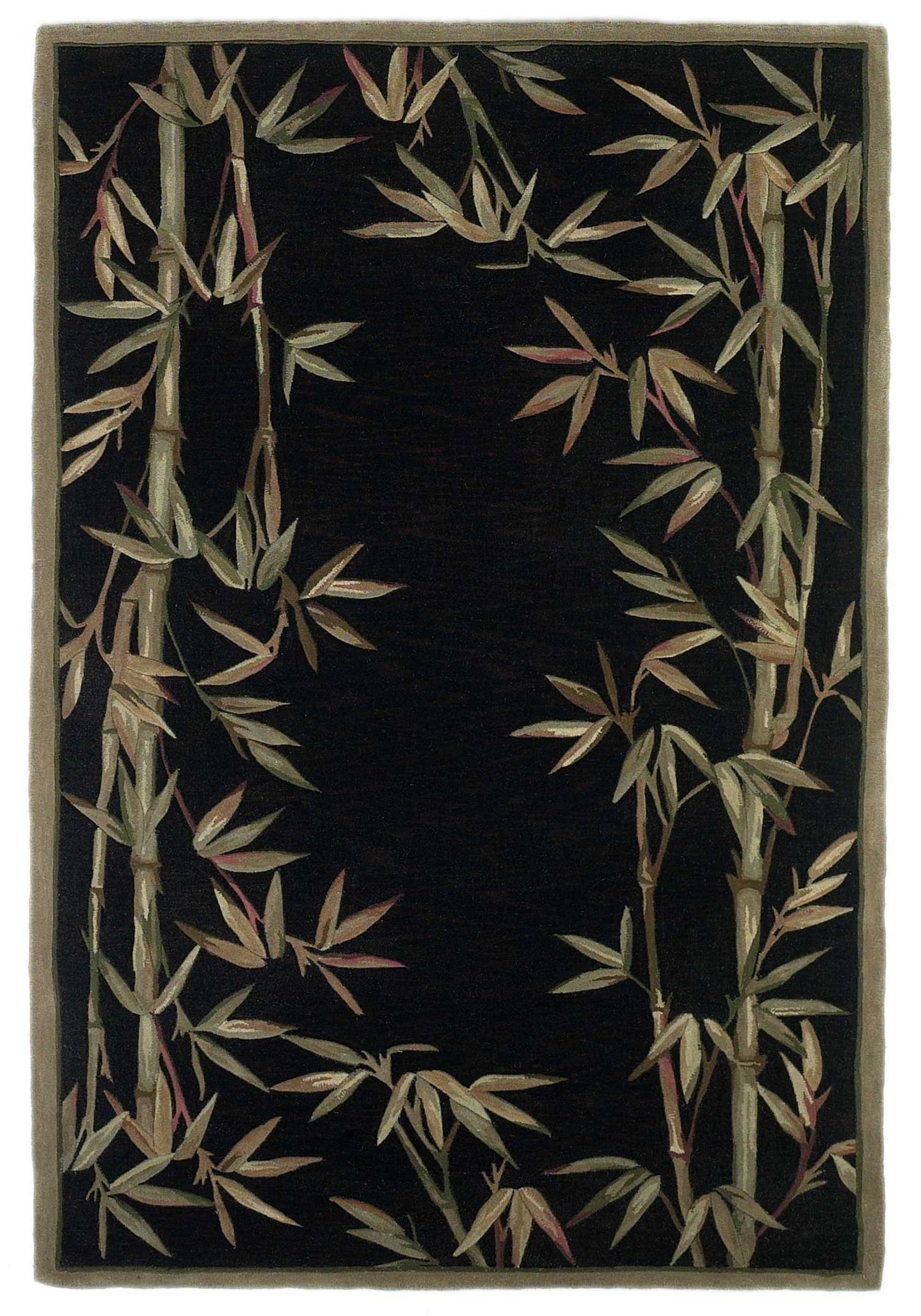 8' X 10' Black Hand Tufted Bordered Bamboo Indoor Area Rug