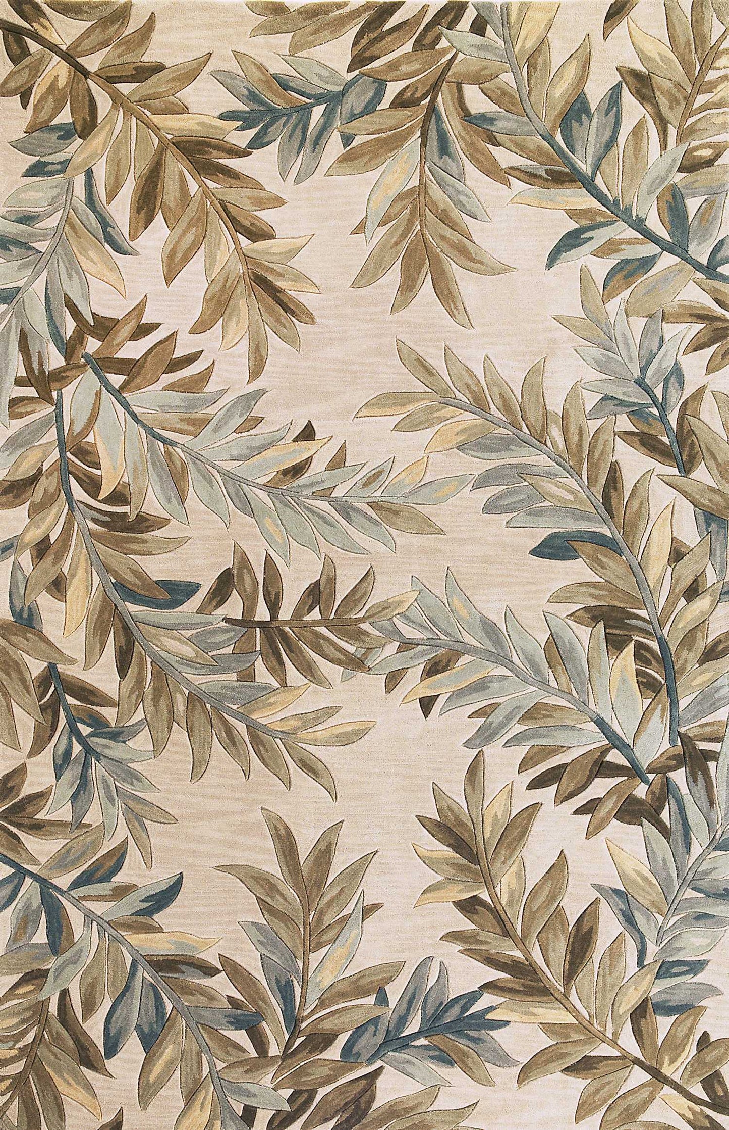 9' X 12' Ivory Hand Tufted Pinnate Fronds Indoor Area Rug
