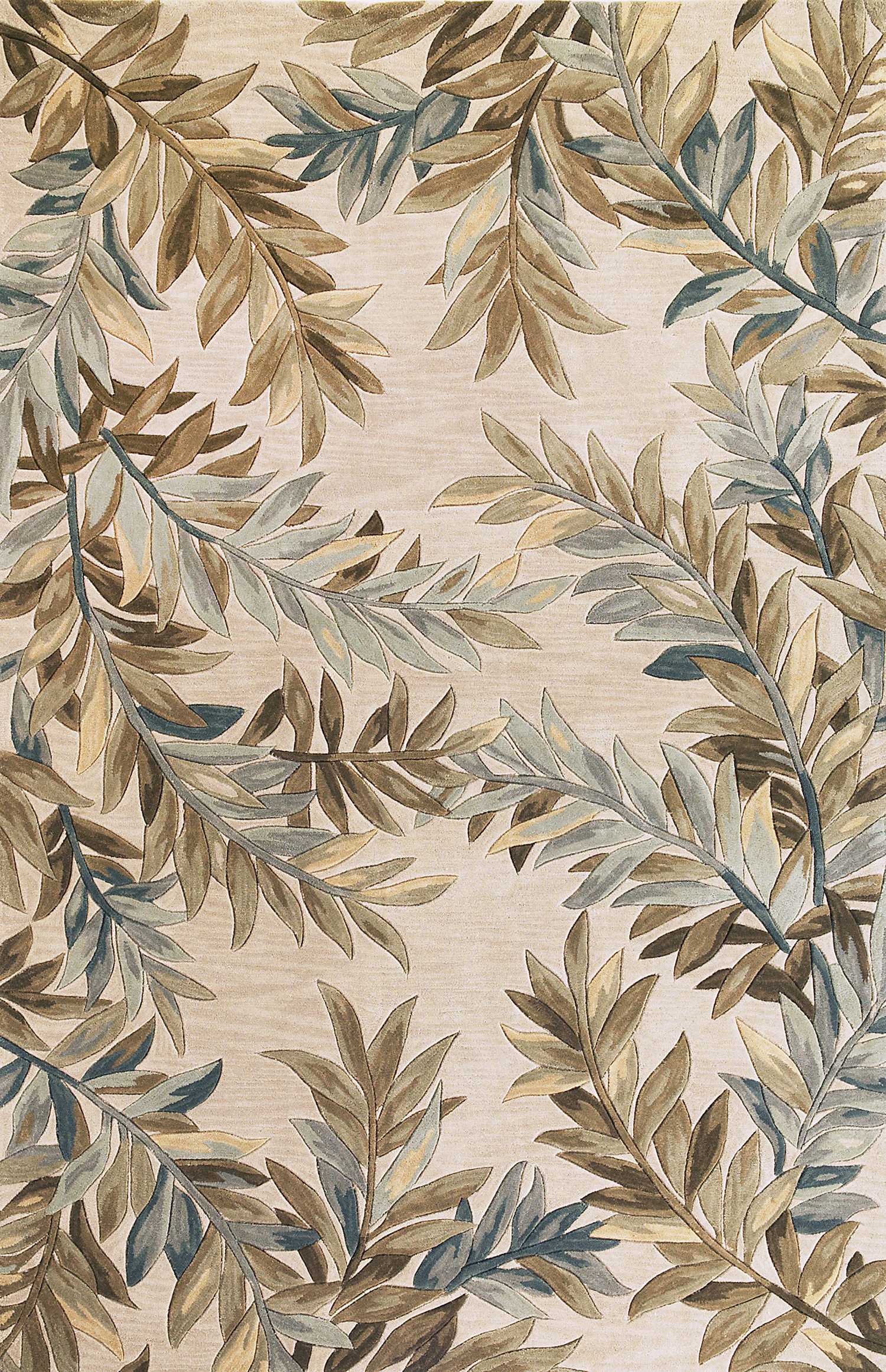 9' X 12' Ivory Hand Tufted Pinnate Fronds Indoor Area Rug
