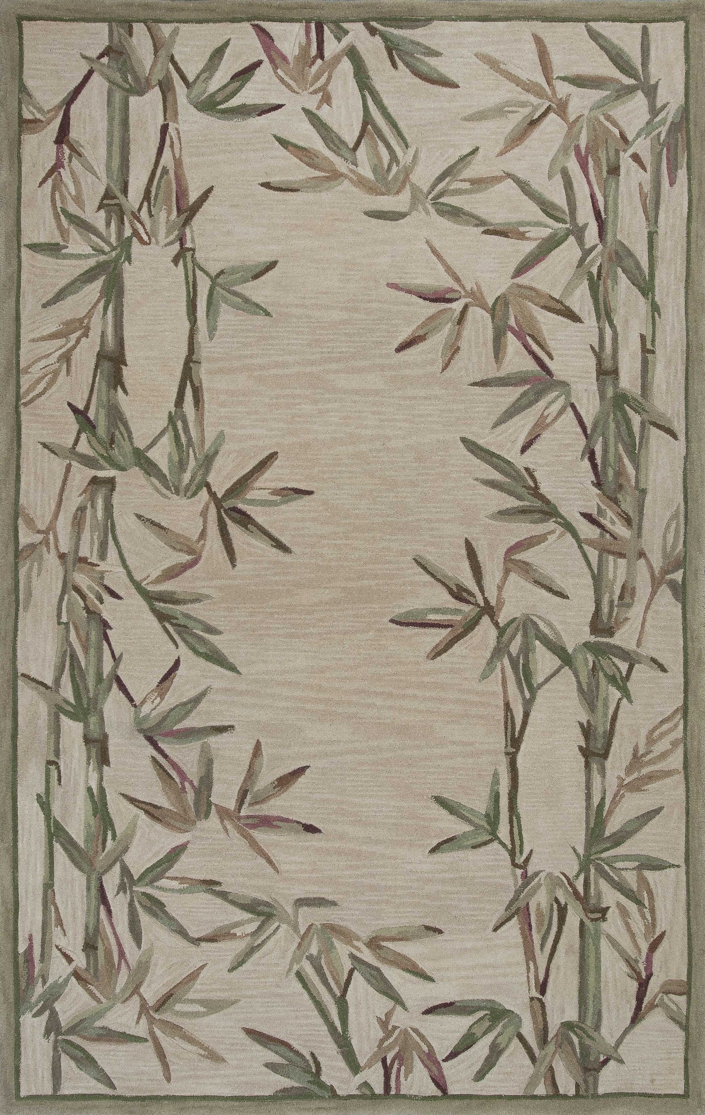 9' X 12' Ivory Hand Tufted Bordered Bamboo Indoor Area Rug