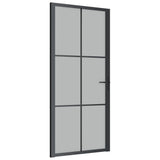 Interior Door 36.6"x79.3" Black Matt Glass and Aluminum