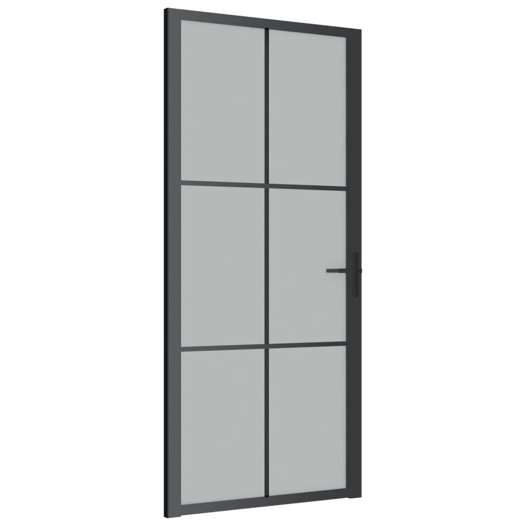 Interior Door 36.6"x79.3" Black Matt Glass and Aluminum