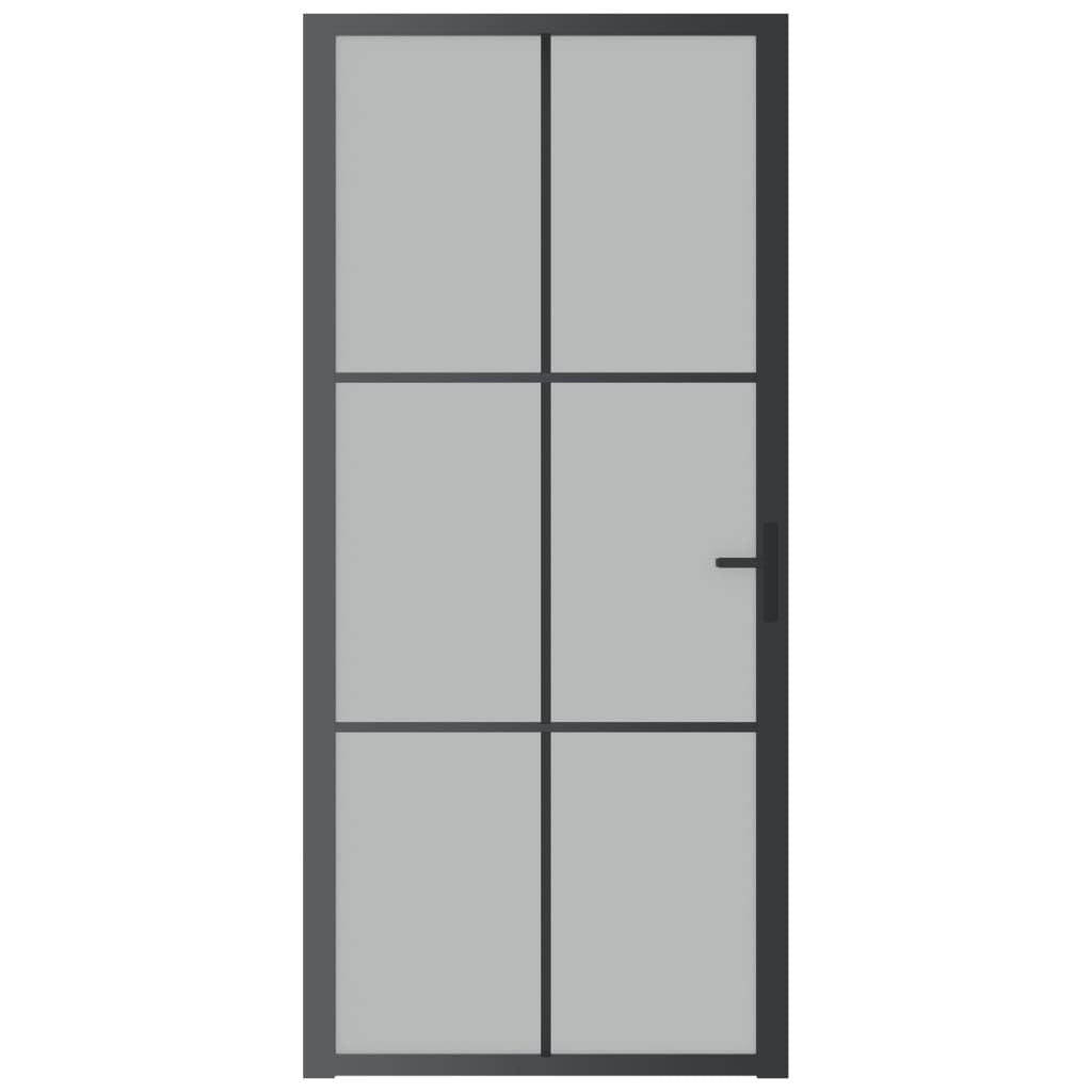 Interior Door 36.6"x79.3" Black Matt Glass and Aluminum