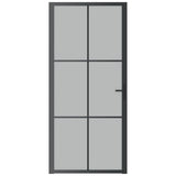 Interior Door 36.6"x79.3" Black Matt Glass and Aluminum