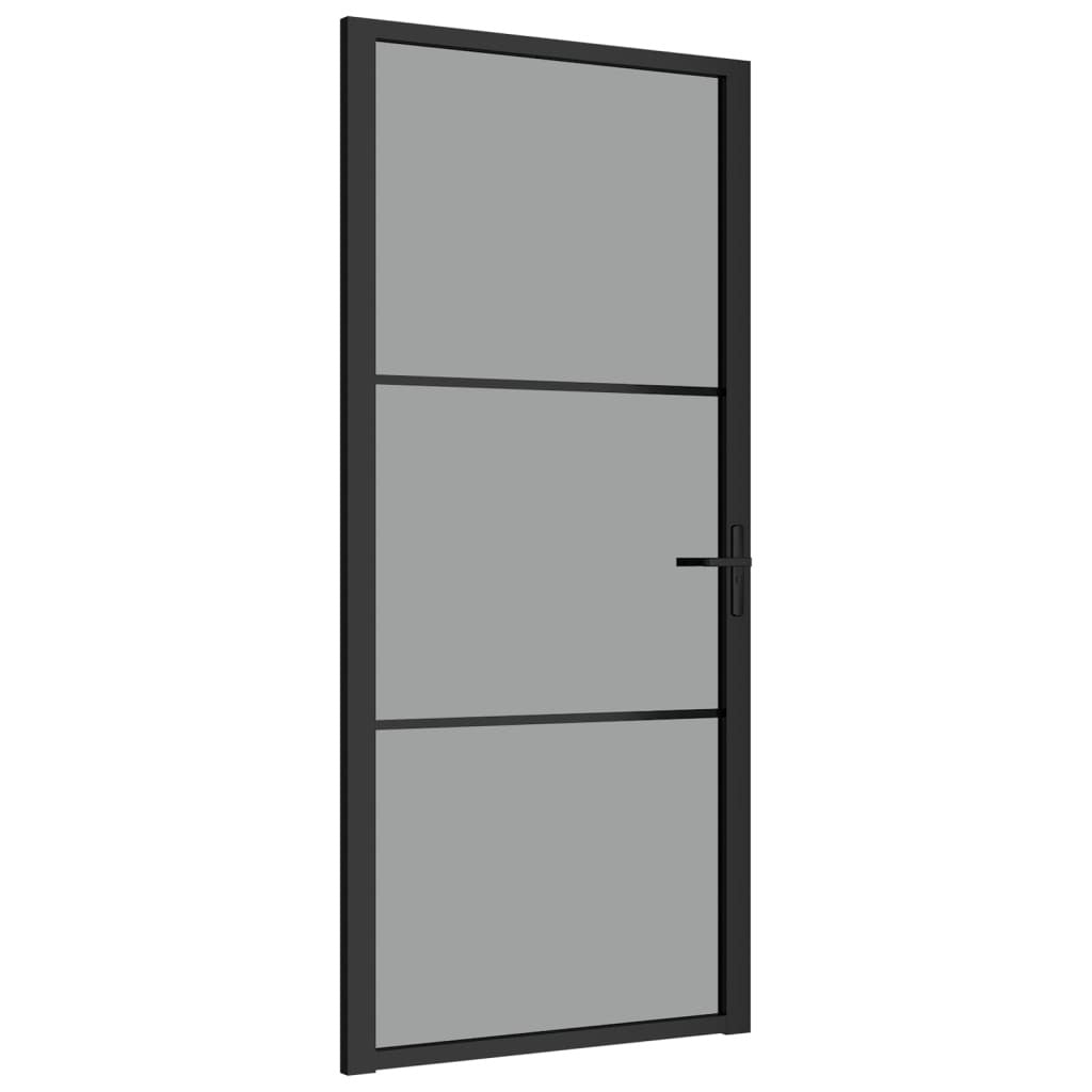 Interior Door 36.6"x79.3" Black ESG Glass and Aluminum