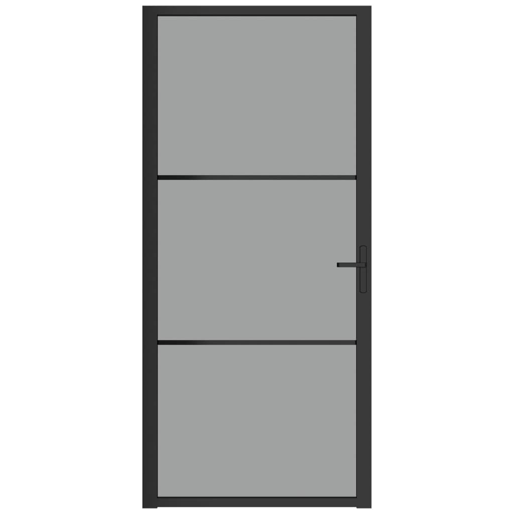 Interior Door 36.6"x79.3" Black ESG Glass and Aluminum