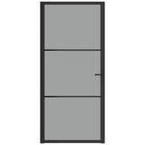 Interior Door 36.6"x79.3" Black ESG Glass and Aluminum