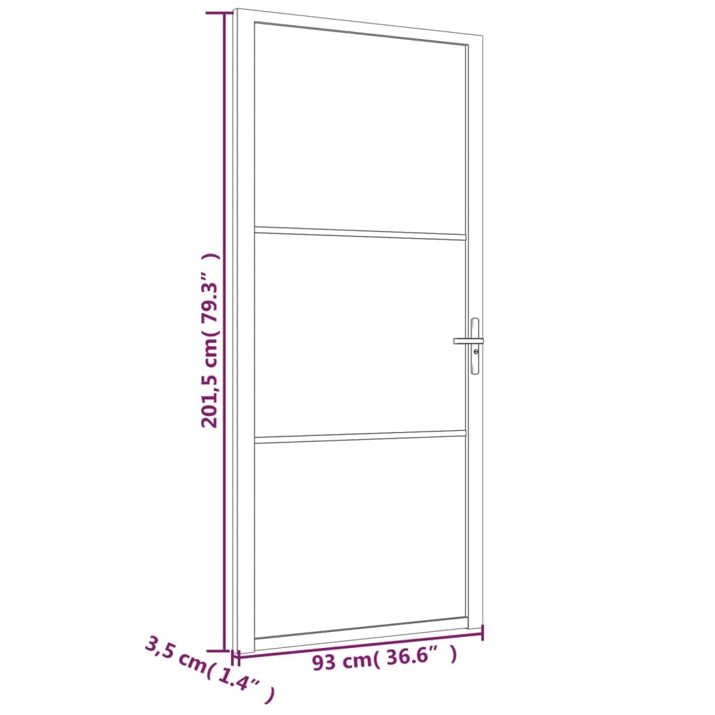 Interior Door 36.6"x79.3" Black ESG Glass and Aluminum