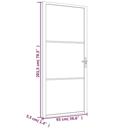 Interior Door 36.6"x79.3" Black ESG Glass and Aluminum