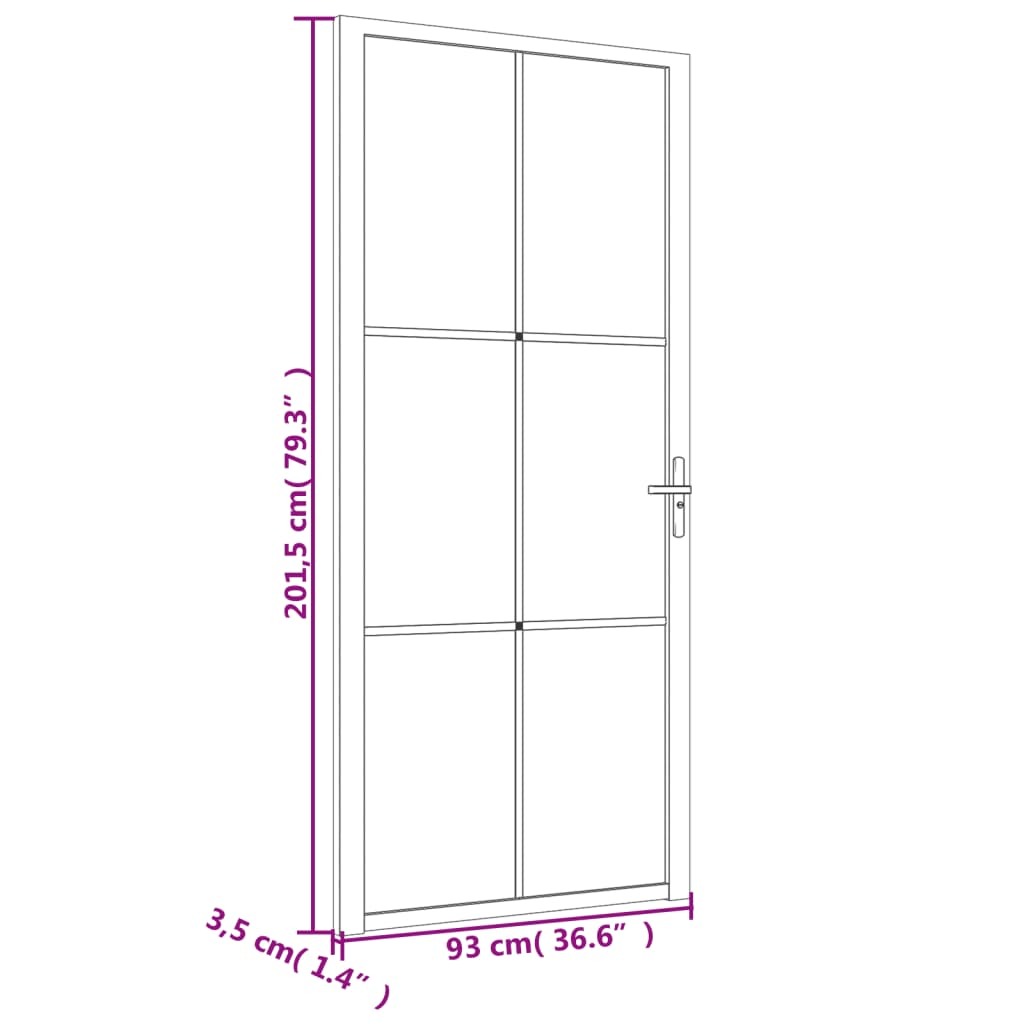 Interior Door 36.6"x79.3" Black ESG Glass and Aluminum