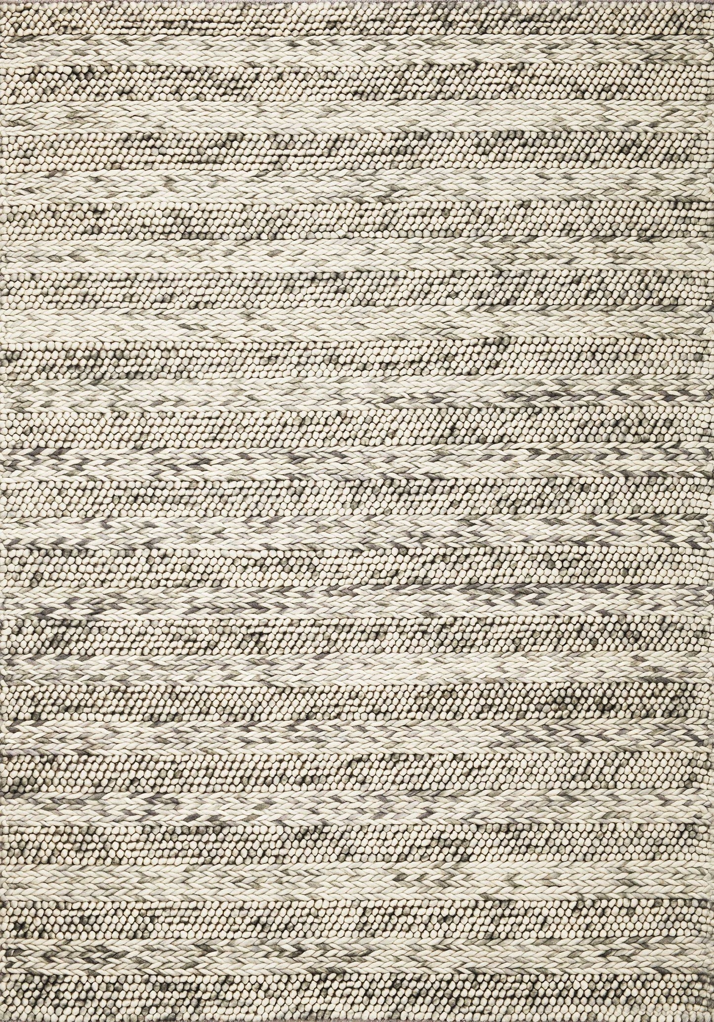 9' X 13' Grey Heather Hand Woven Knobby Stripes Indoor Area Rug