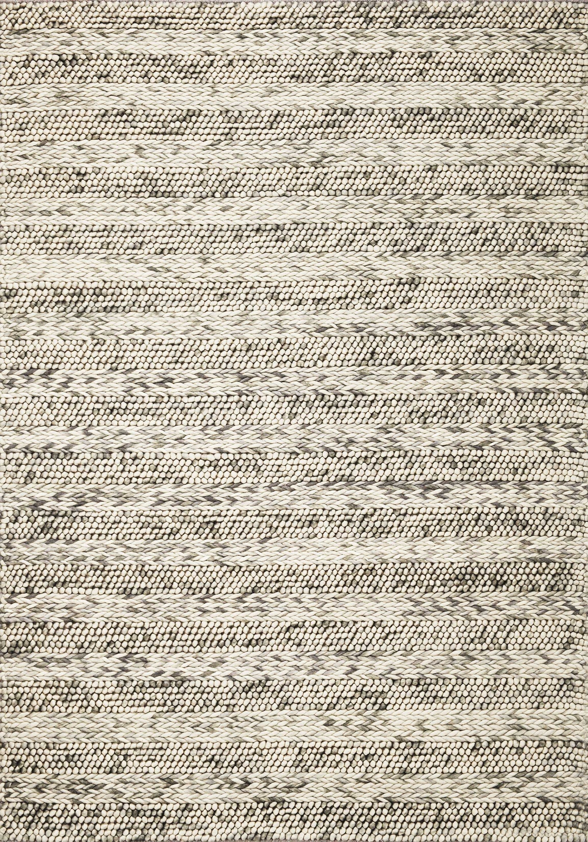 9' X 13' Grey Heather Hand Woven Knobby Stripes Indoor Area Rug
